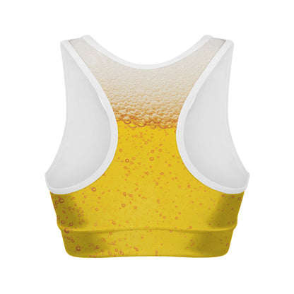 Beer With Foam Print Women's Sports Bra
