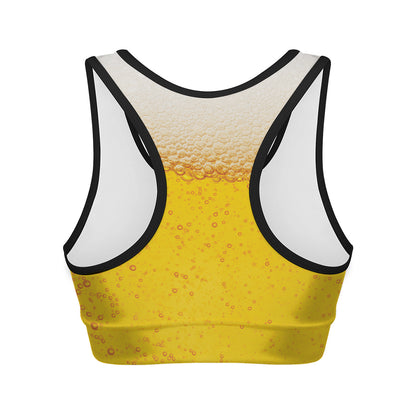 Beer With Foam Print Women's Sports Bra