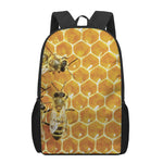 Bees And Honeycomb Print 17 Inch Backpack