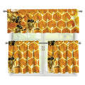 Bees And Honeycomb Print 3 Piece Kitchen Curtains