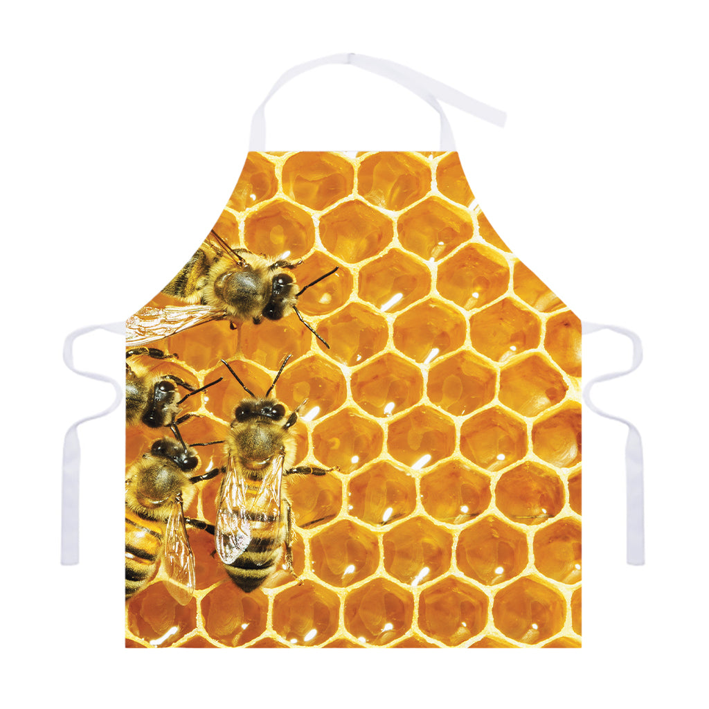 Bees And Honeycomb Print Adjustable Apron