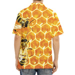 Bees And Honeycomb Print Aloha Shirt