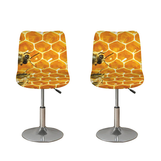Bees And Honeycomb Print Bar Stool Covers