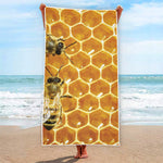 Bees And Honeycomb Print Beach Towel
