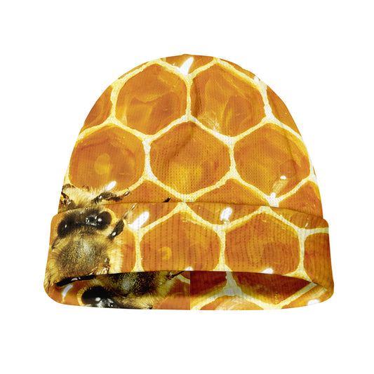 Bees And Honeycomb Print Beanie