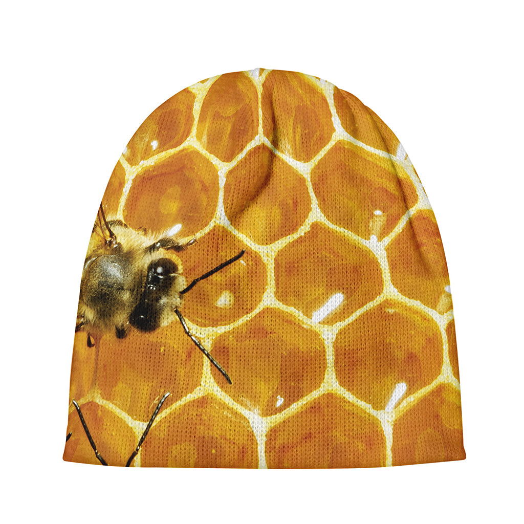 Bees And Honeycomb Print Beanie
