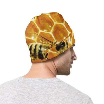 Bees And Honeycomb Print Beanie