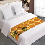 Bees And Honeycomb Print Bed Runner