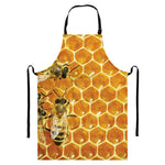 Bees And Honeycomb Print Bib Apron With Pocket