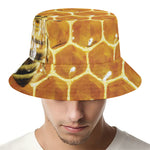 Bees And Honeycomb Print Bucket Hat