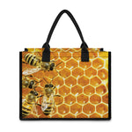 Bees And Honeycomb Print Canvas Tote Bag