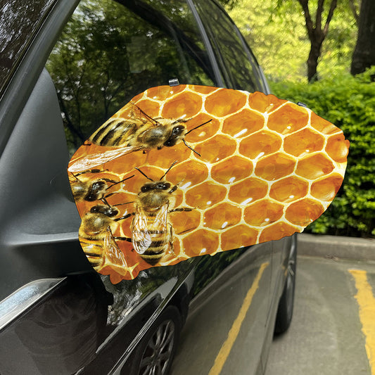 Bees And Honeycomb Print Car Side Mirror Covers
