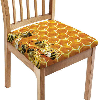 Bees And Honeycomb Print Chair Cushion Cover