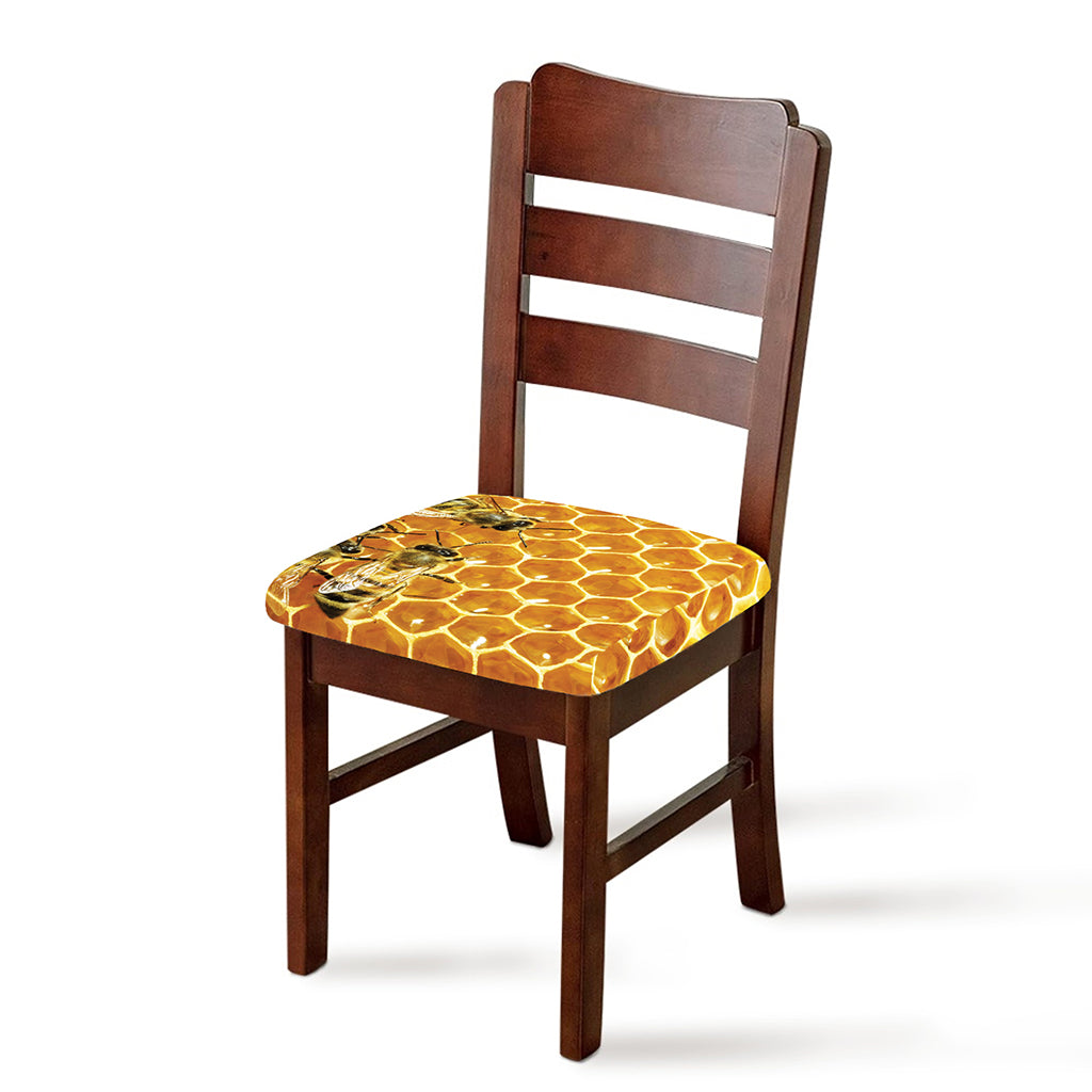 Bees And Honeycomb Print Chair Cushion Cover