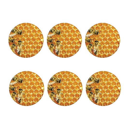 Bees And Honeycomb Print Coaster Set