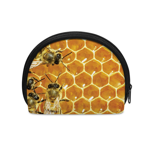 Bees And Honeycomb Print Coin Purse