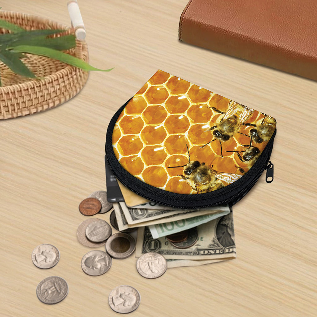 Bees And Honeycomb Print Coin Purse