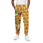 Bees And Honeycomb Print Cotton Pants