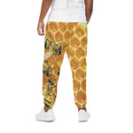 Bees And Honeycomb Print Cotton Pants