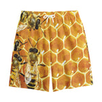 Bees And Honeycomb Print Cotton Shorts