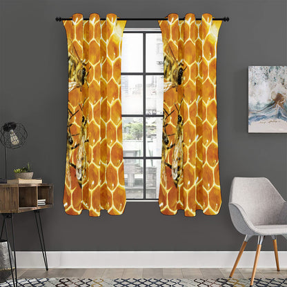 Bees And Honeycomb Print Curtain