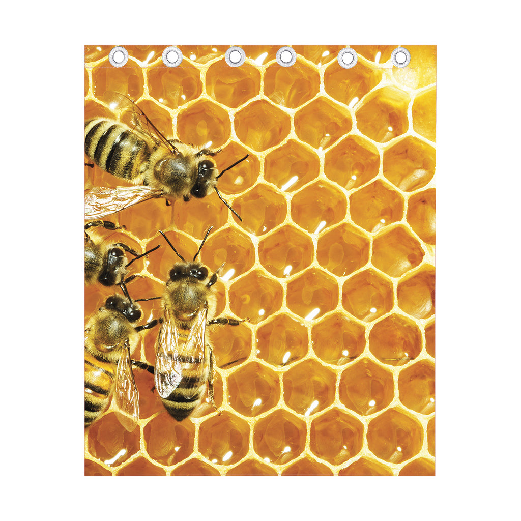 Bees And Honeycomb Print Curtain
