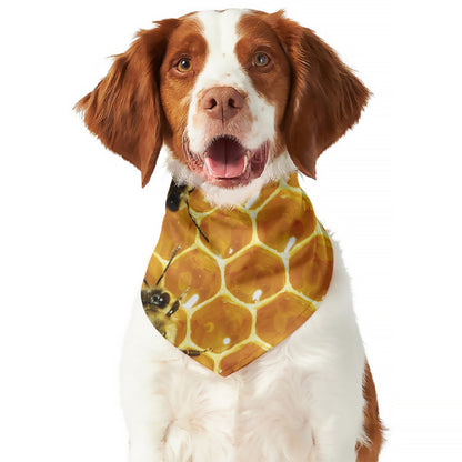 Bees And Honeycomb Print Dog Bandana