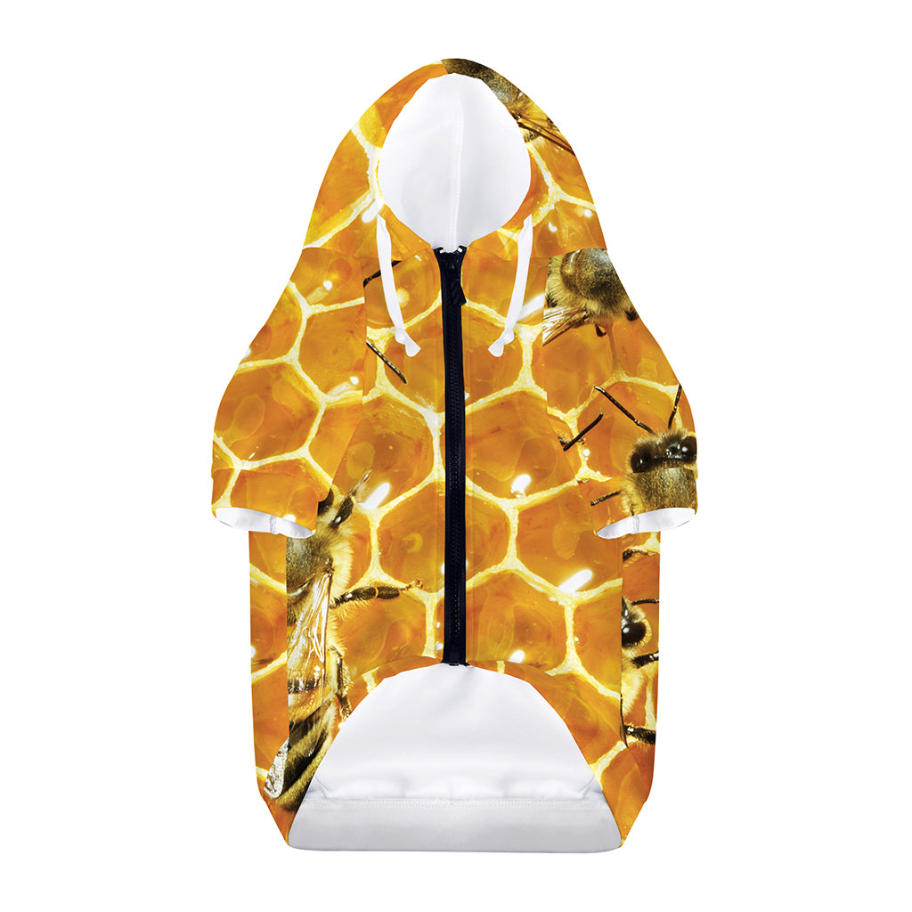 Bees And Honeycomb Print Dog Zip Up Hoodie