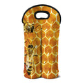 Bees And Honeycomb Print Double Neoprene Wine Tote