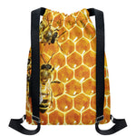 Bees And Honeycomb Print Drawstring Backpack