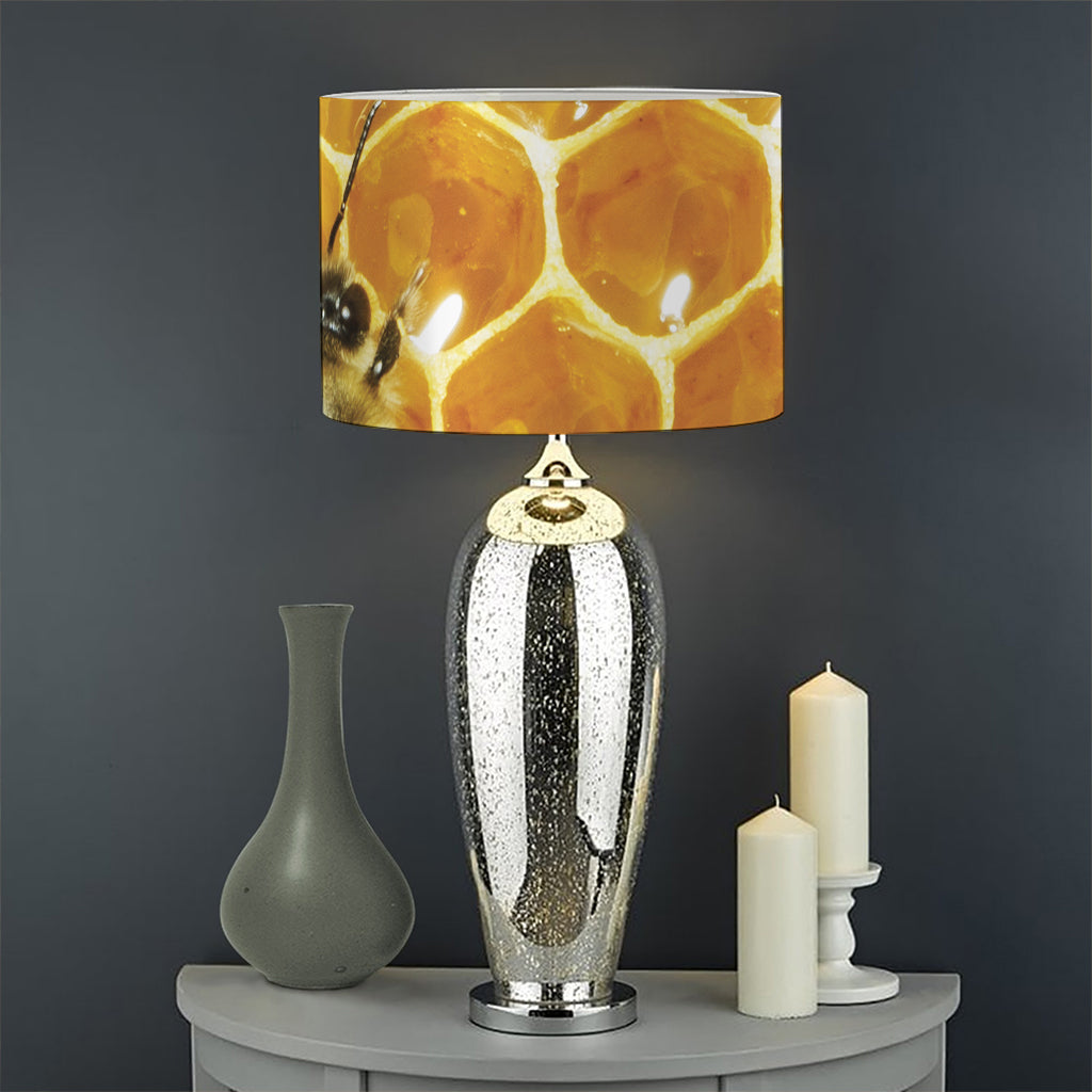 Bees And Honeycomb Print Drum Lamp Shade