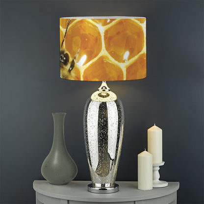 Bees And Honeycomb Print Drum Lamp Shade