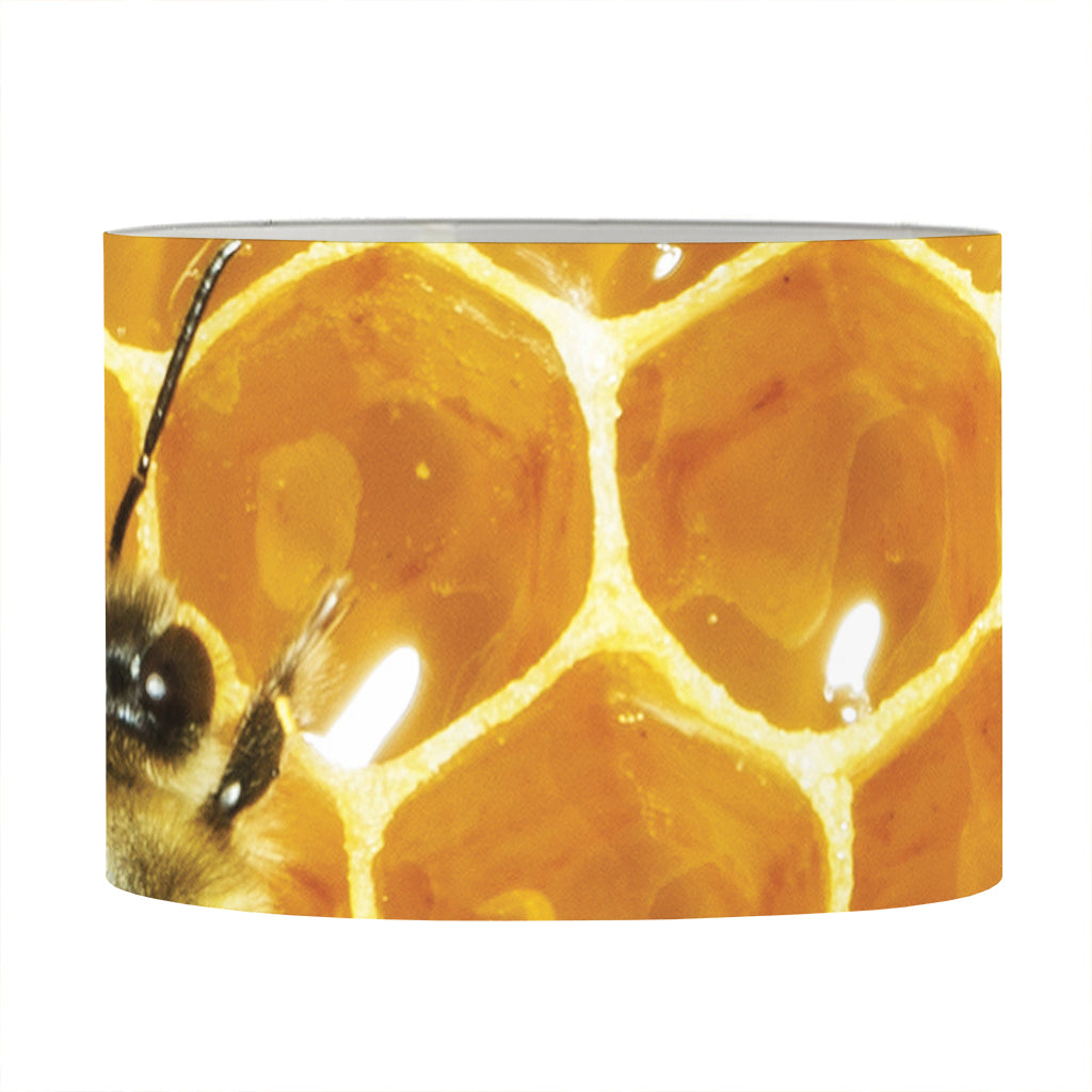 Bees And Honeycomb Print Drum Lamp Shade