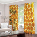 Bees And Honeycomb Print Extra Wide Grommet Curtains