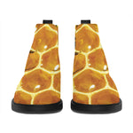 Bees And Honeycomb Print Flat Ankle Boots