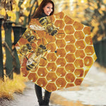 Bees And Honeycomb Print Foldable Umbrella