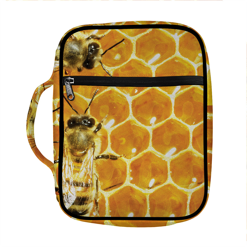 Bees And Honeycomb Print Front Pocket Bible Bag