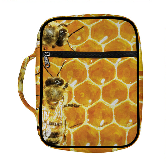 Bees And Honeycomb Print Front Pocket Bible Bag