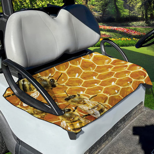 Bees And Honeycomb Print Golf Cart Seat Cover
