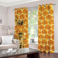 Bees And Honeycomb Print Grommet Curtains