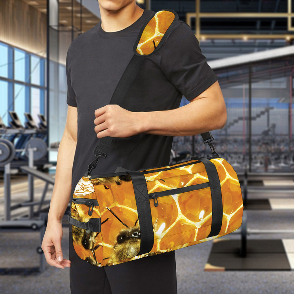 Bees And Honeycomb Print Gym Bag