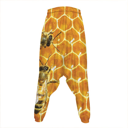 Bees And Honeycomb Print Hammer Pants