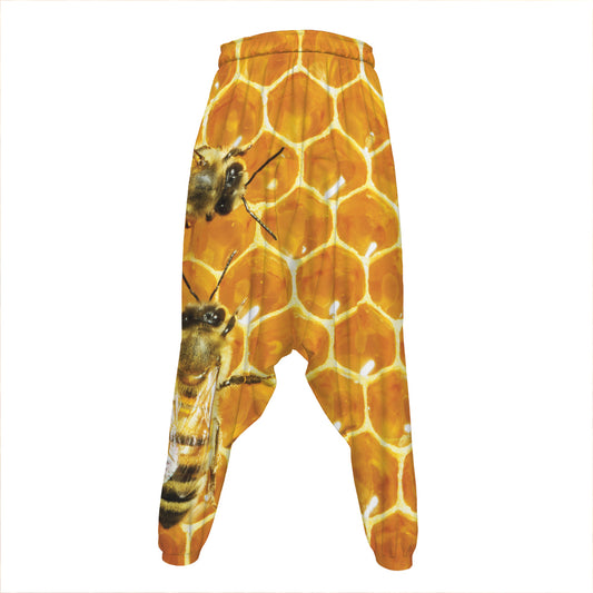 Bees And Honeycomb Print Hammer Pants