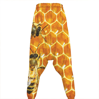 Bees And Honeycomb Print Hammer Pants