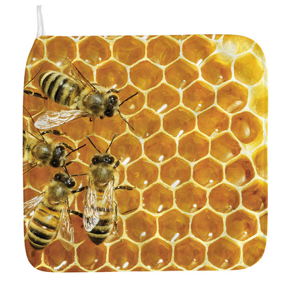 Bees And Honeycomb Print Hand Towel