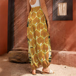 Bees And Honeycomb Print Harem Pants