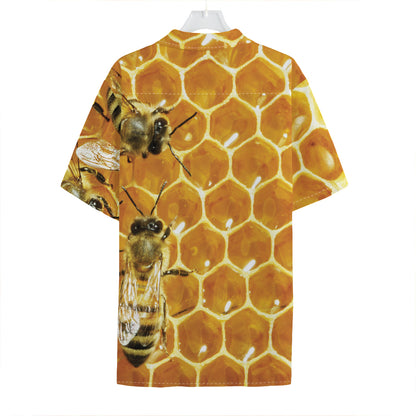 Bees And Honeycomb Print Hawaiian Shirt
