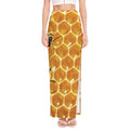 Bees And Honeycomb Print High Slit Maxi Skirt
