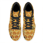 Bees And Honeycomb Print High Top Leather Sneakers