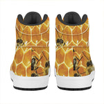Bees And Honeycomb Print High Top Leather Sneakers